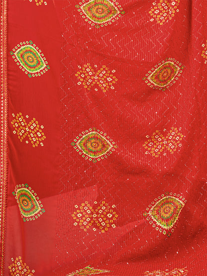 Women's Georgette Daily Wear Saree With Unstitched Blouse Piece