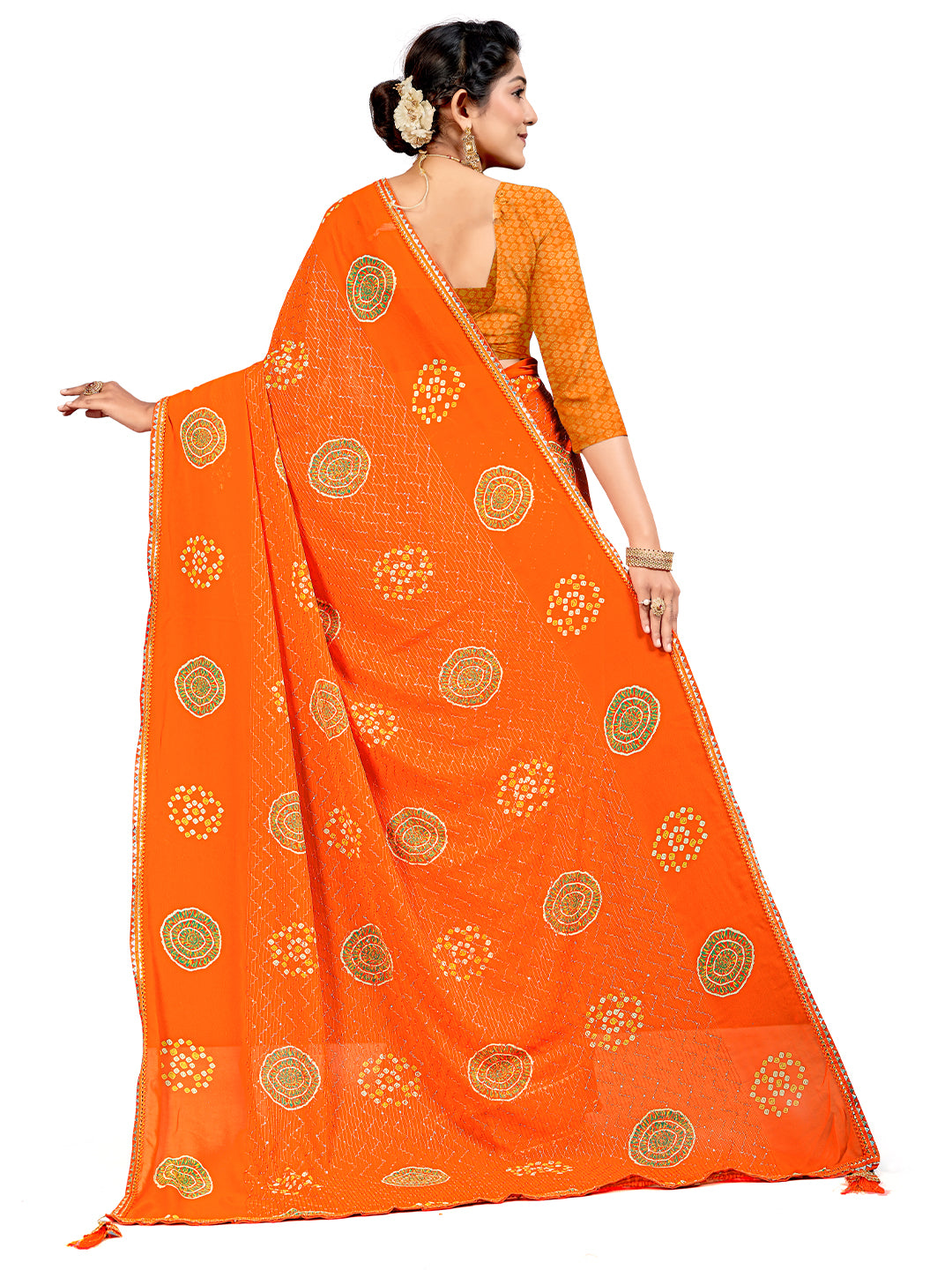 Women's Georgette Daily Wear Saree With Unstitched Blouse Piece