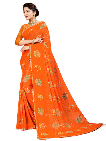 Women's Georgette Daily Wear Saree With Unstitched Blouse Piece