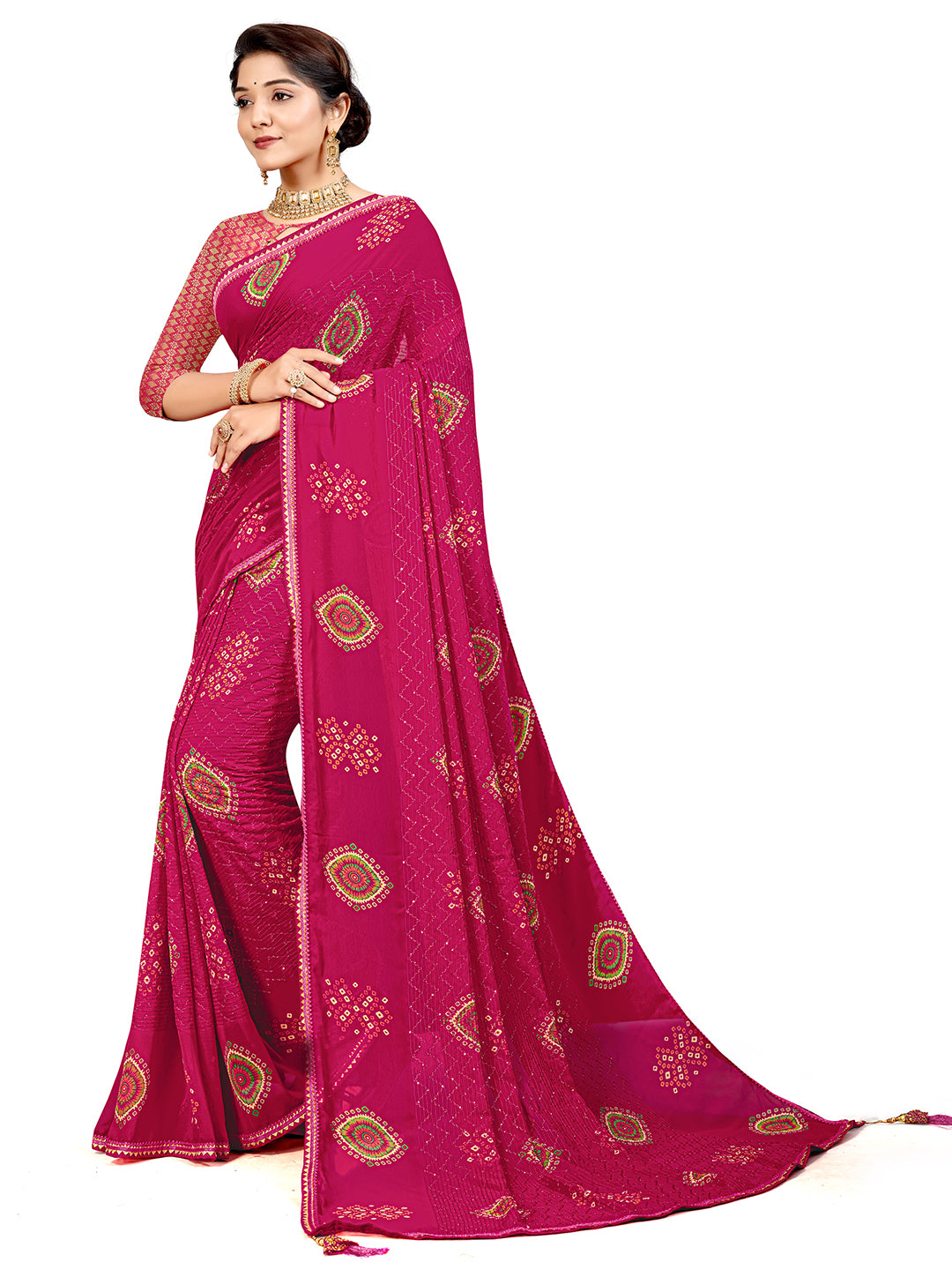 Women's Georgette Daily Wear Saree With Unstitched Blouse Piece