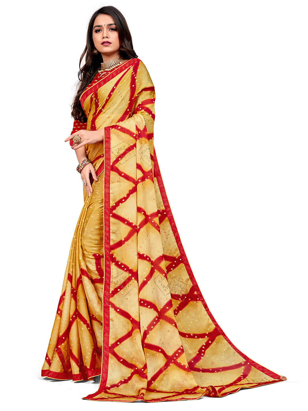 Women's Chiffon Daily Wear Saree With Unstitched Blouse Piece