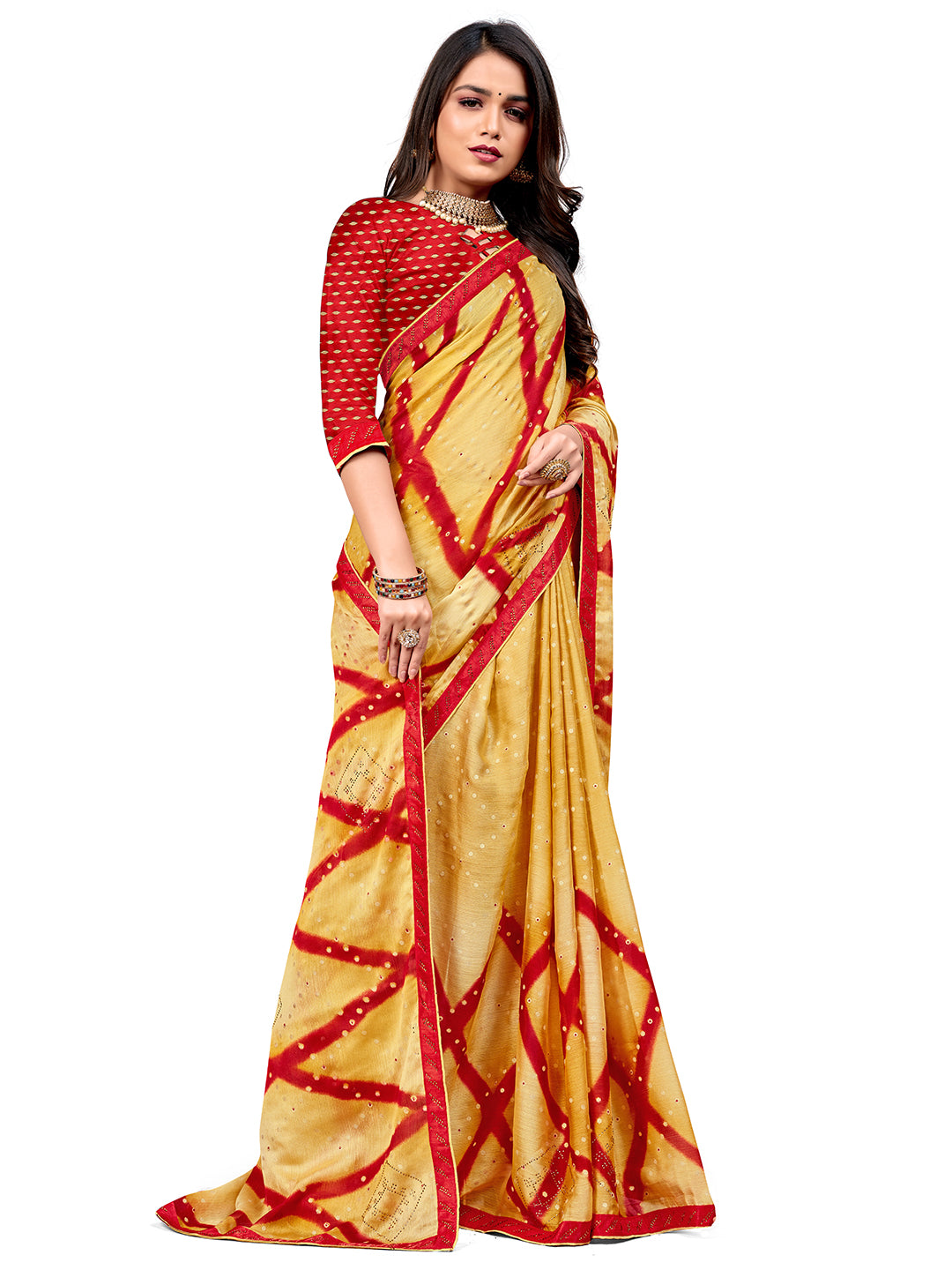 Women's Chiffon Daily Wear Saree With Unstitched Blouse Piece