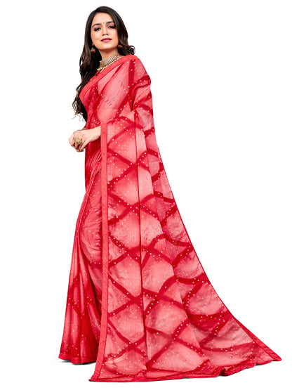 Women's Chiffon Daily Wear Saree With Unstitched Blouse Piece