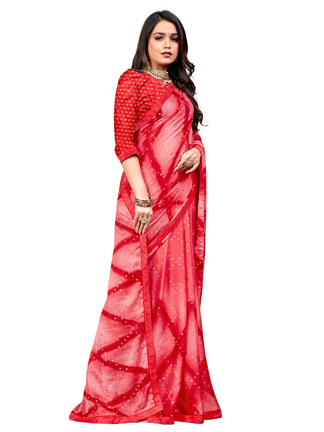 Women's Chiffon Daily Wear Saree With Unstitched Blouse Piece
