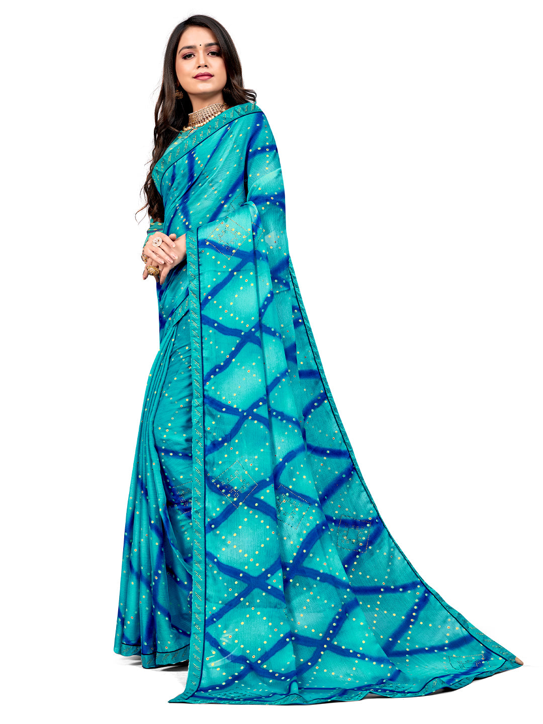 Women's Chiffon Daily Wear Saree With Unstitched Blouse Piece