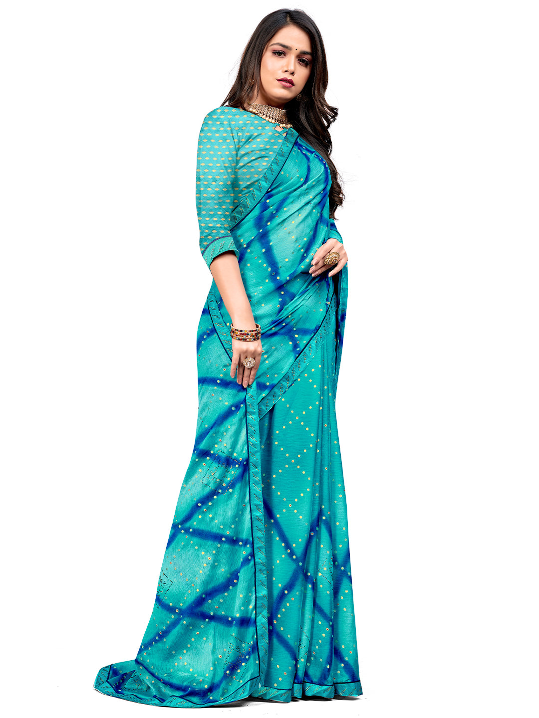 Women's Chiffon Daily Wear Saree With Unstitched Blouse Piece