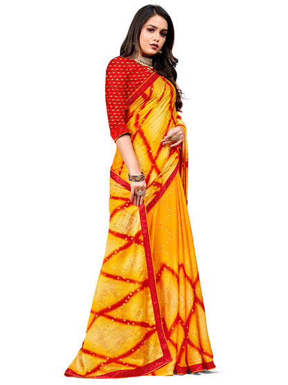 Women's Chiffon Daily Wear Saree With Unstitched Blouse Piece