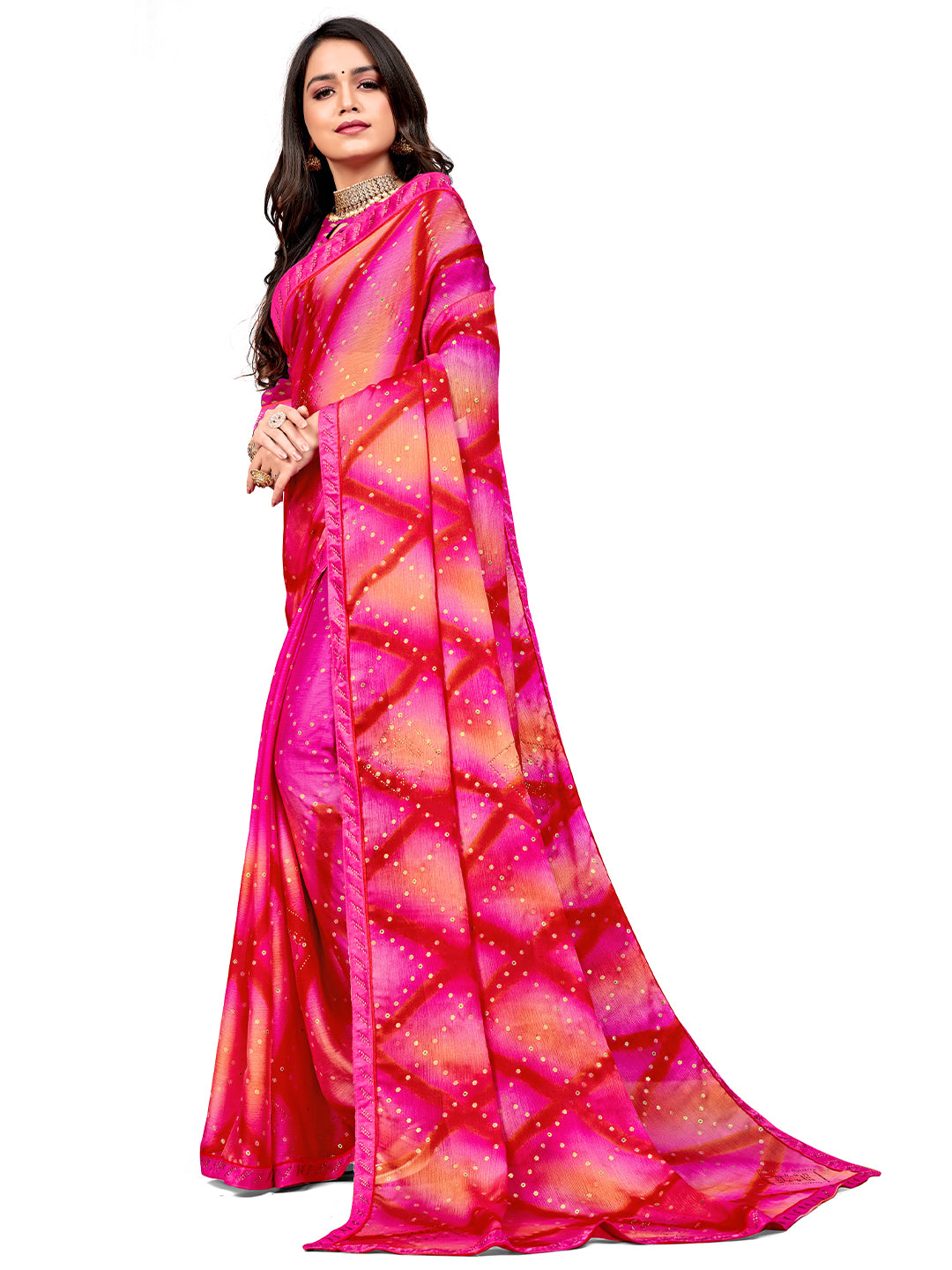 Women's Chiffon Daily Wear Saree With Unstitched Blouse Piece