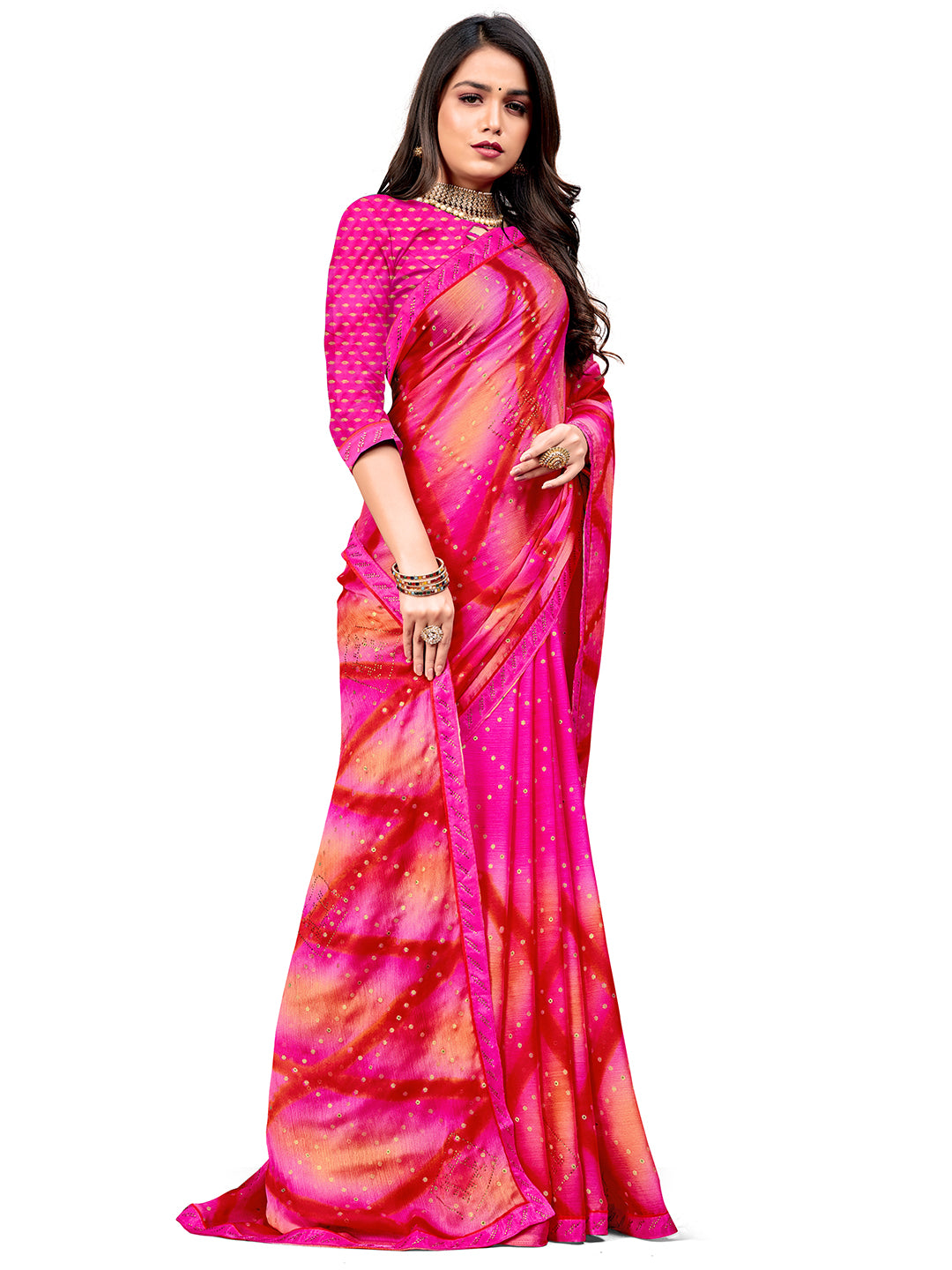 Women's Chiffon Daily Wear Saree With Unstitched Blouse Piece