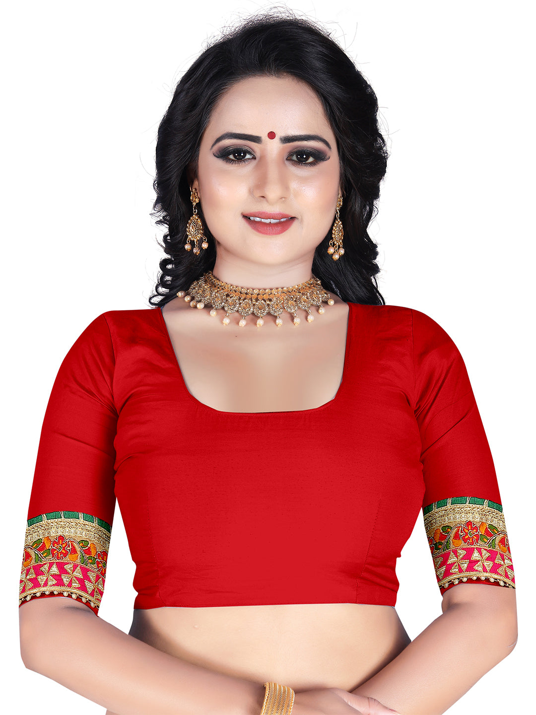 Women's Georgette Bandhani Saree With Unstitched Blouse Piece