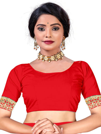 Women's Chiffon Bandhani Saree With Unstitched Blouse Piece