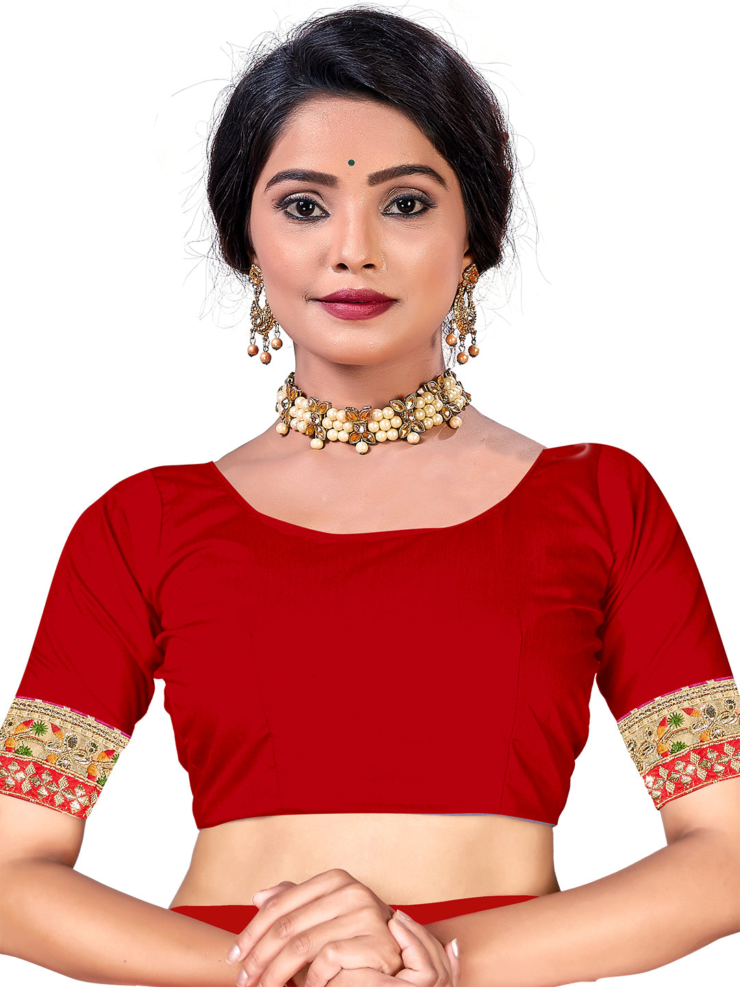 Women's Chiffon Bandhani Saree With Unstitched Blouse Piece