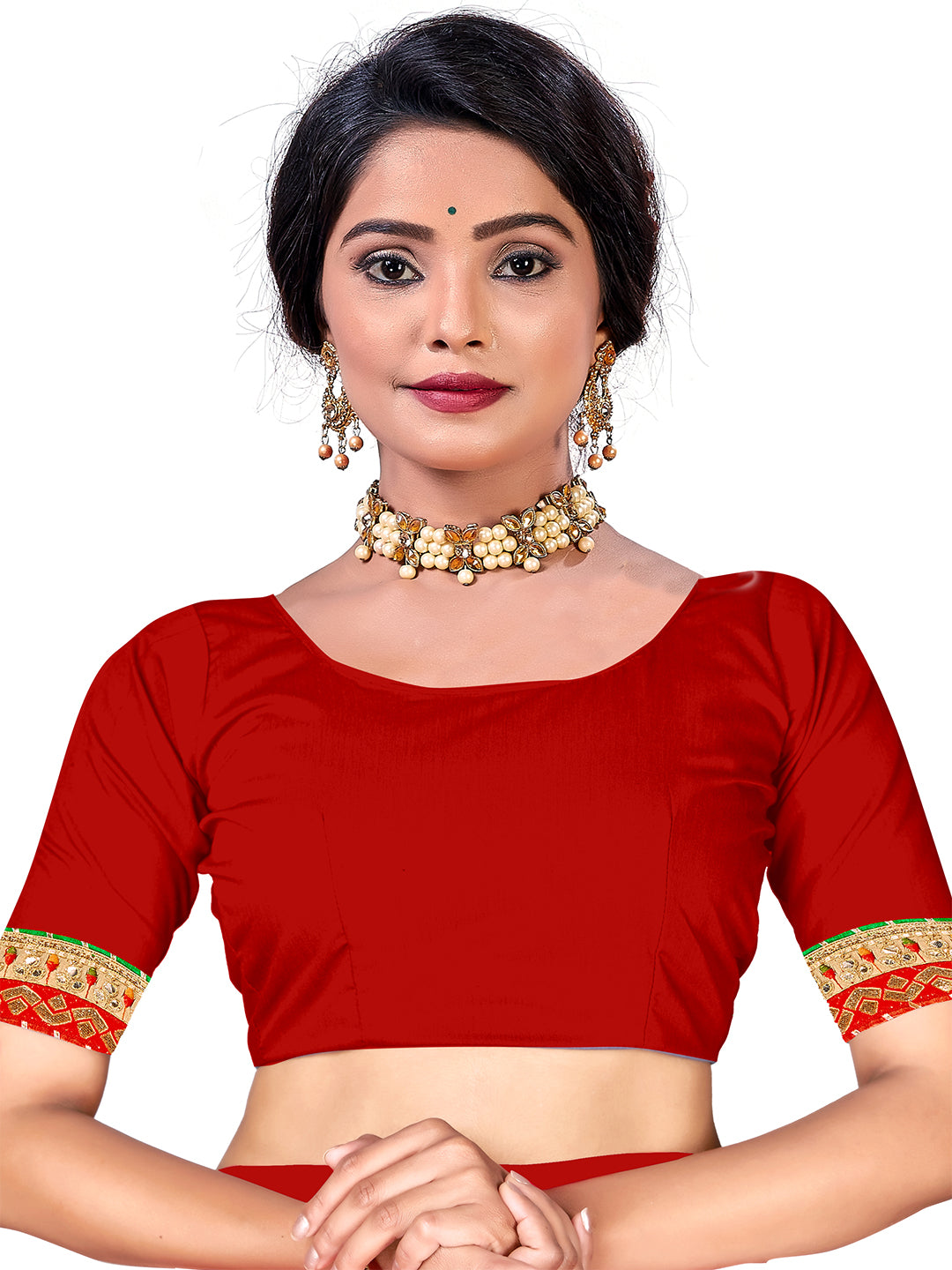 Women's Chiffon Bandhani Saree With Unstitched Blouse Piece