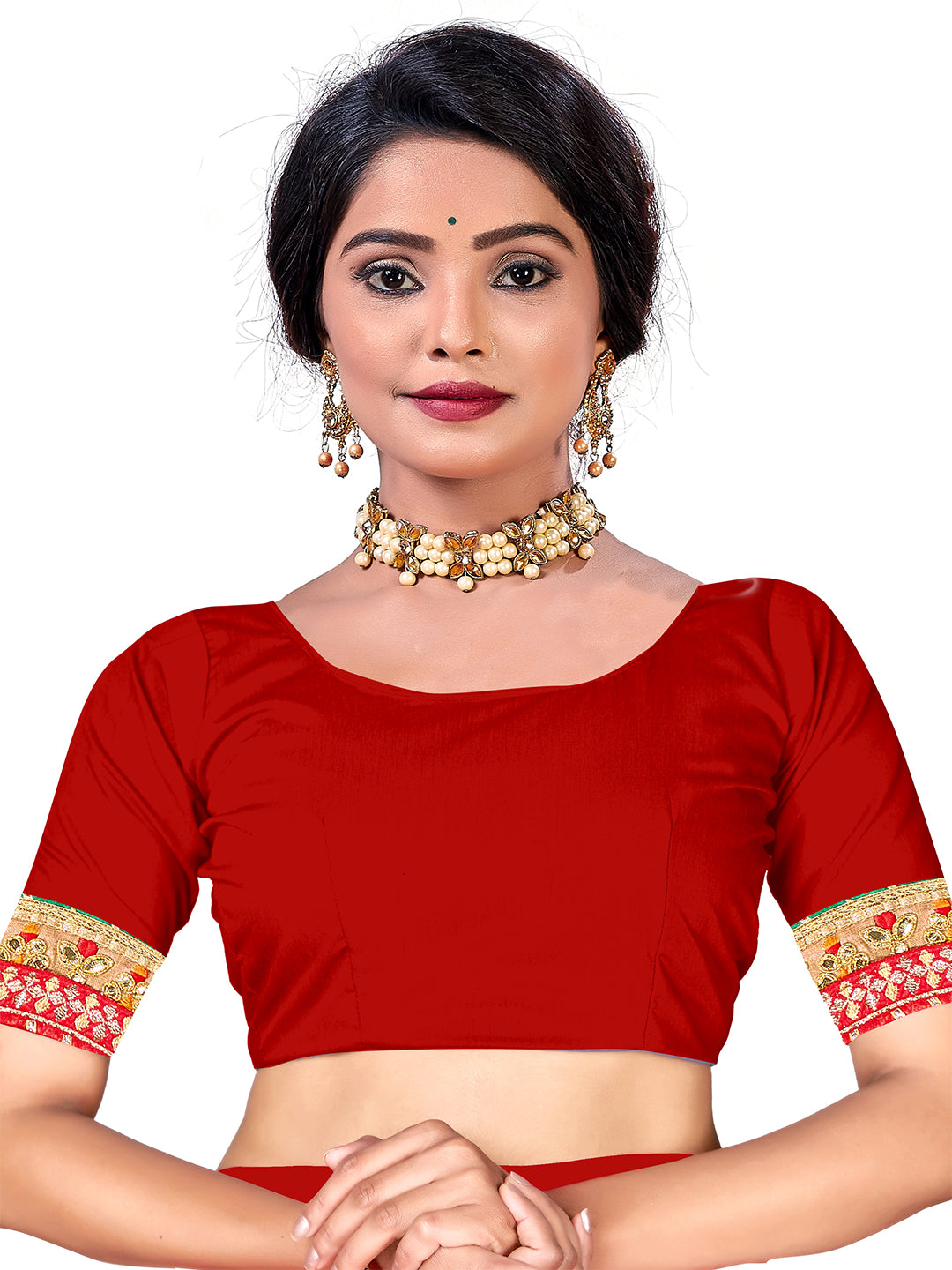 Women's Chiffon Bandhani Saree With Unstitched Blouse Piece