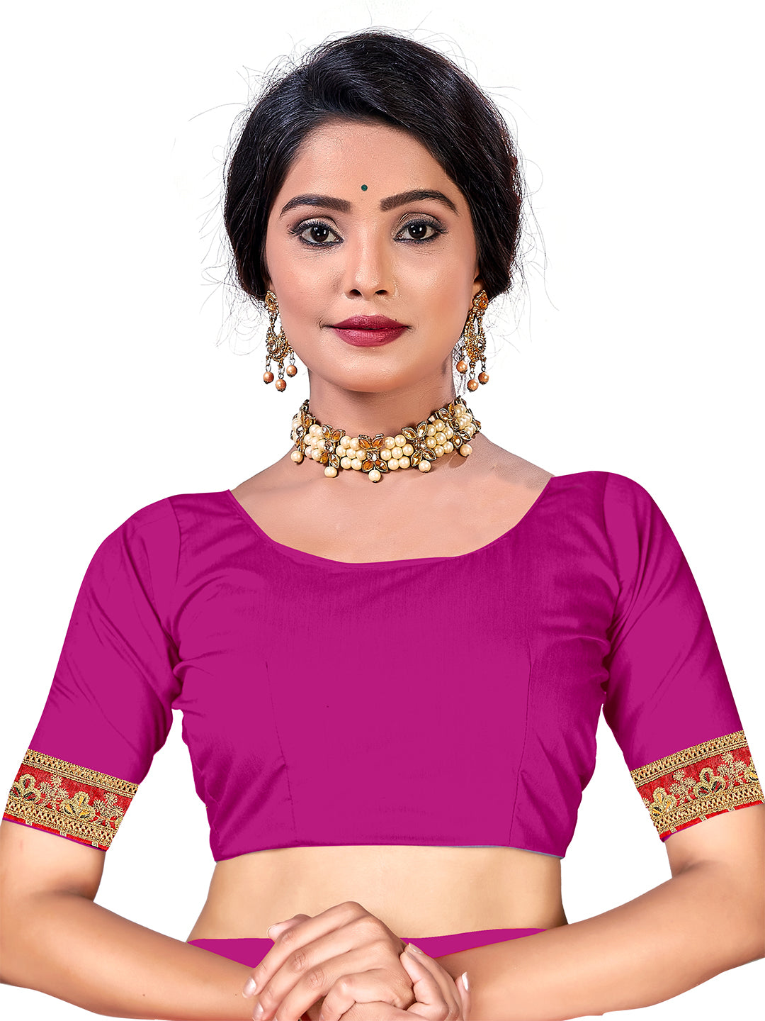 Women's Georgette Bandhani Saree With Unstitched Blouse Piece