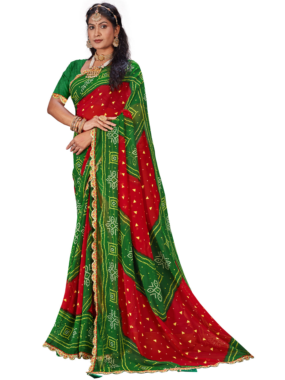 Women's Georgette Daily Wear Saree With Unstitched Blouse Piece