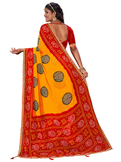 Women's Georgette Daily Wear Saree With Unstitched Blouse Piece