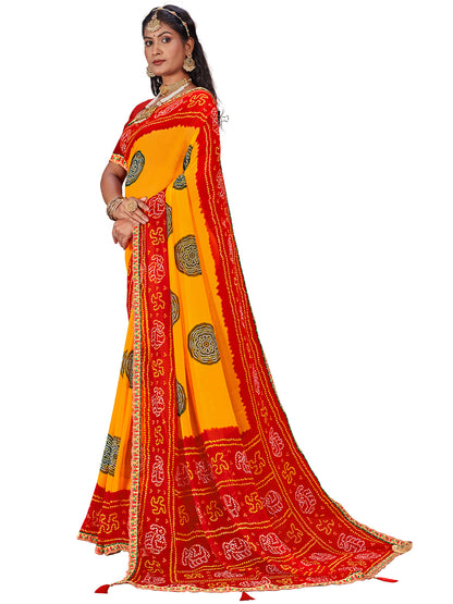 Women's Georgette Daily Wear Saree With Unstitched Blouse Piece