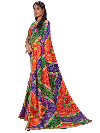 Women's Georgette Daily Wear Saree With Unstitched Blouse Piece