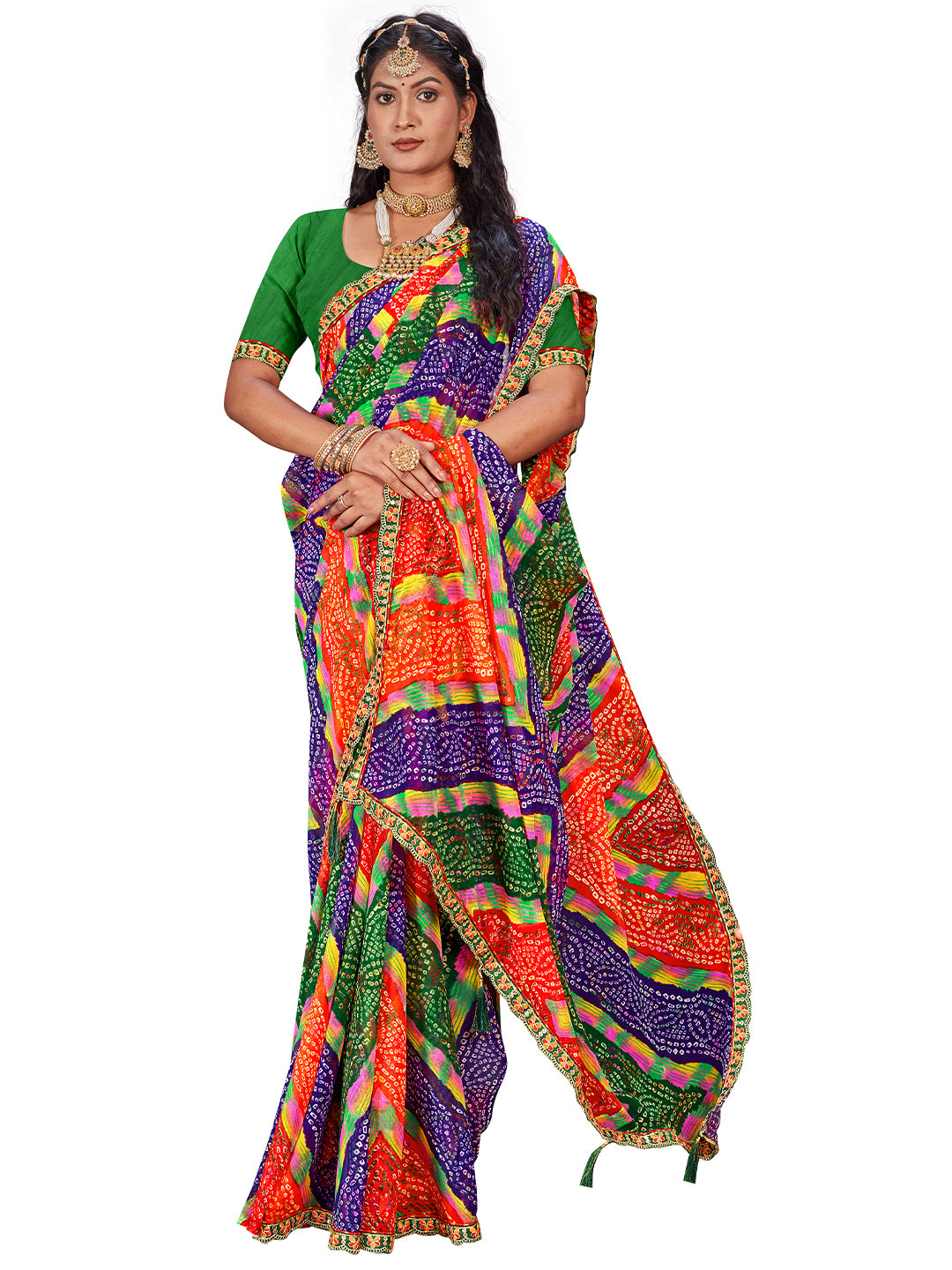 Women's Georgette Daily Wear Saree With Unstitched Blouse Piece