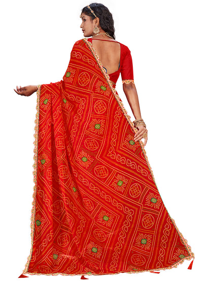 Women's Georgette Daily Wear Saree With Unstitched Blouse Piece