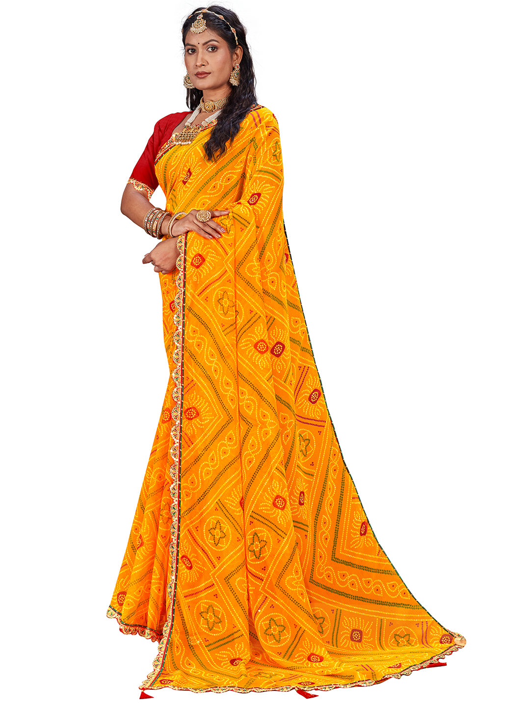 Women's Georgette Daily Wear Saree With Unstitched Blouse Piece