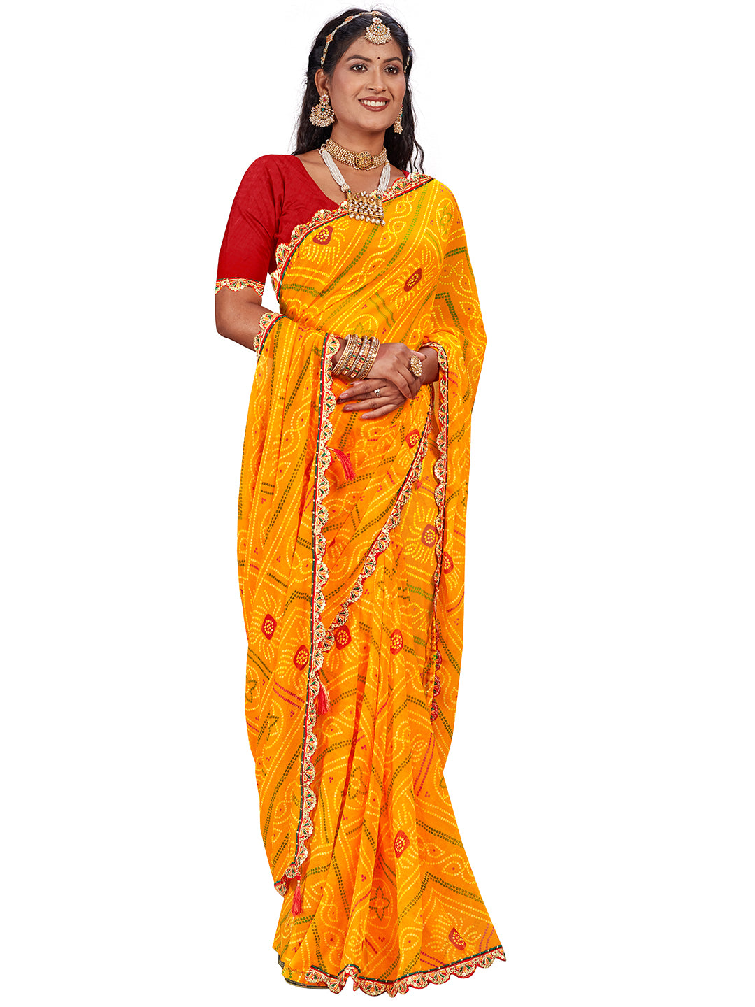 Women's Georgette Daily Wear Saree With Unstitched Blouse Piece