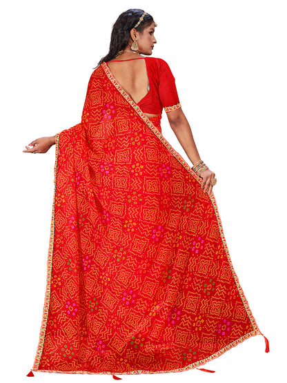 Women's Georgette Daily Wear Saree With Unstitched Blouse Piece
