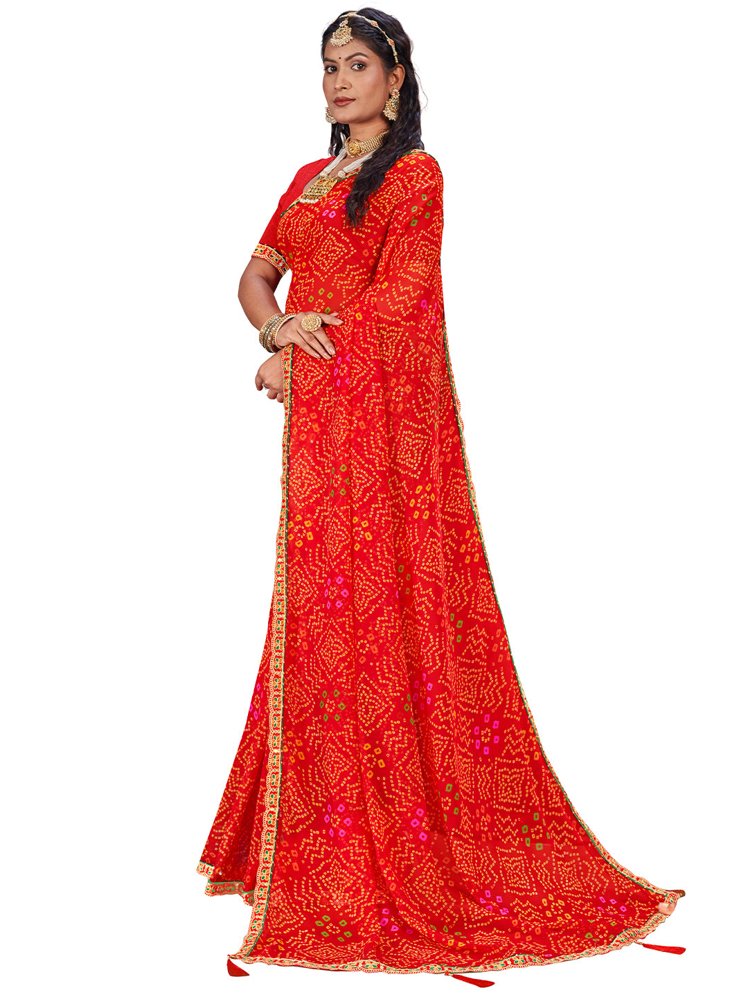 Women's Georgette Daily Wear Saree With Unstitched Blouse Piece