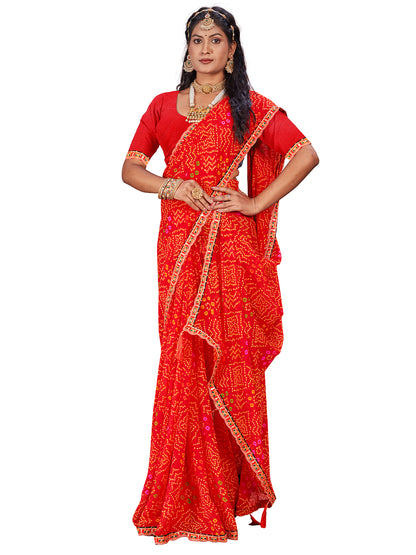 Women's Georgette Daily Wear Saree With Unstitched Blouse Piece