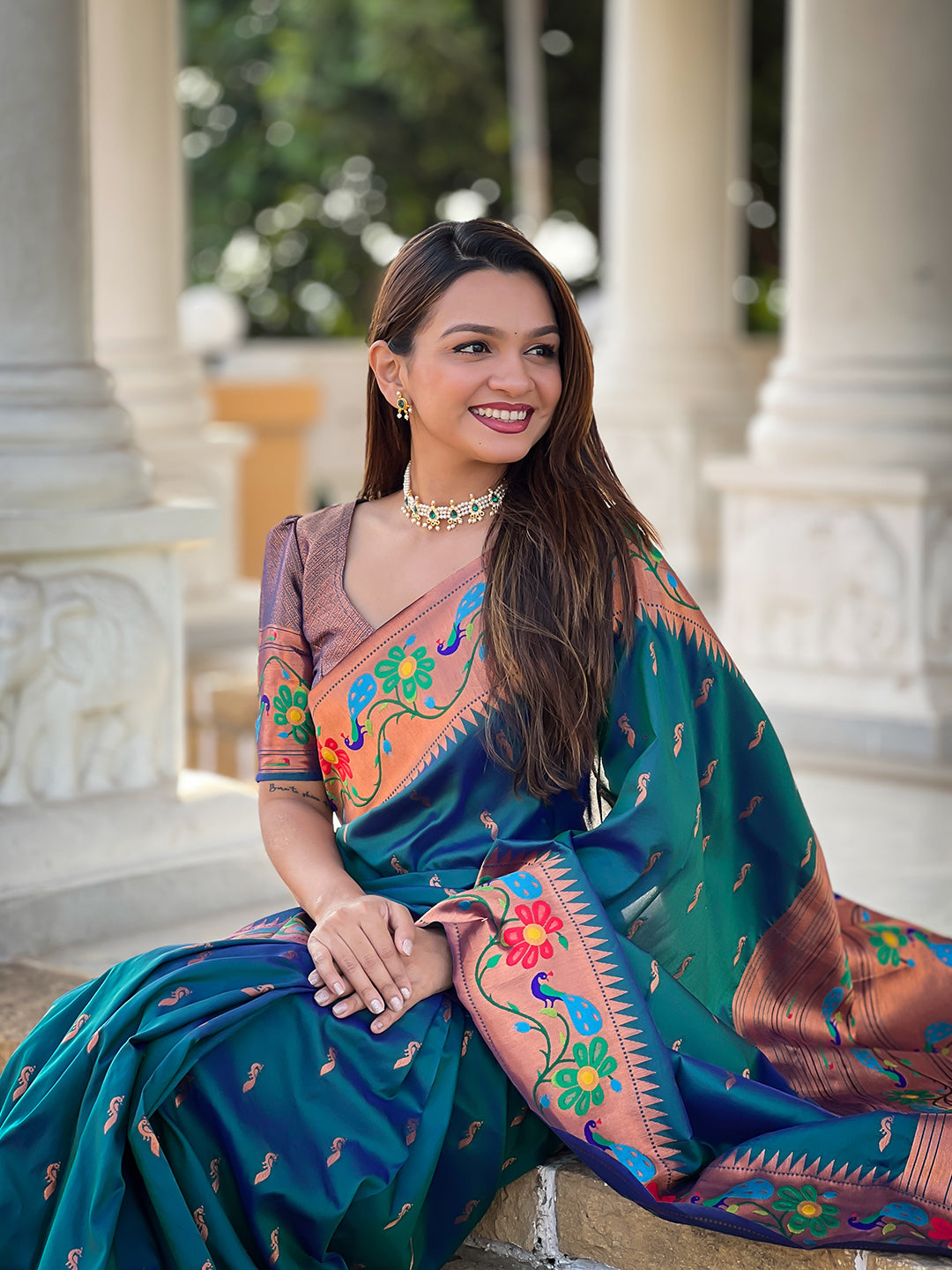 Women's Paithani Silk Saree With Blouse Piece