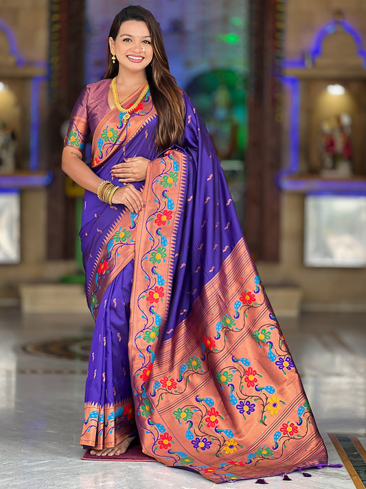 Women's Paithani Silk Saree With Blouse Piece
