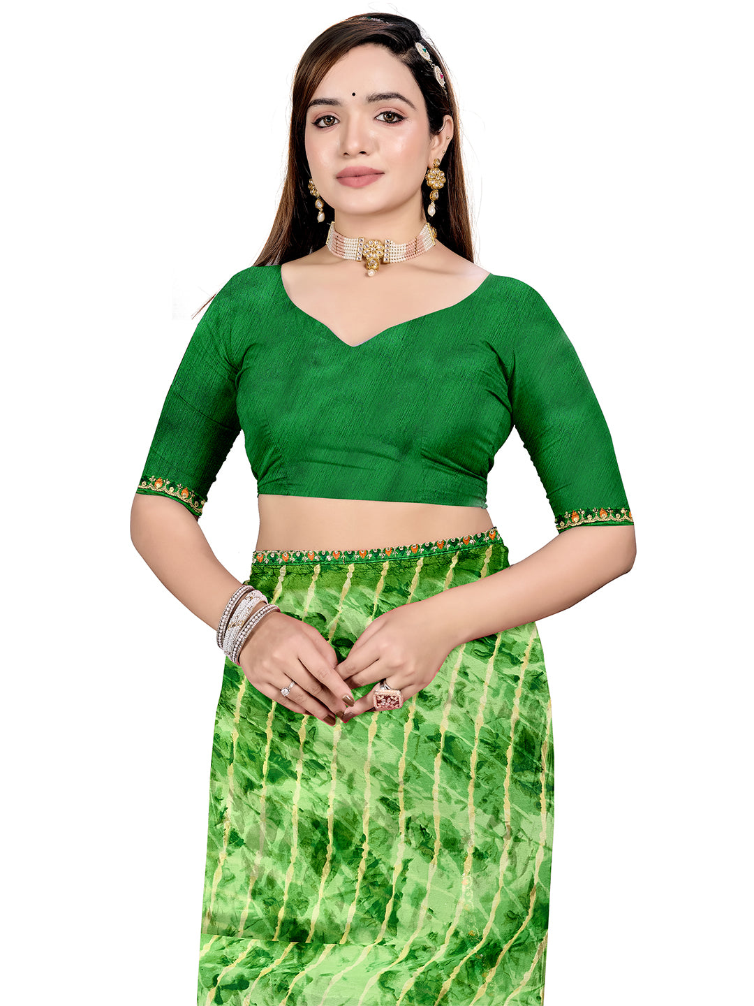 Women's Georgette Daily Wear Saree With Unstitched Blouse Piece