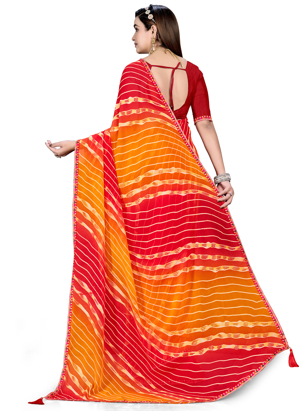 Women's Georgette Daily Wear Saree With Unstitched Blouse Piece