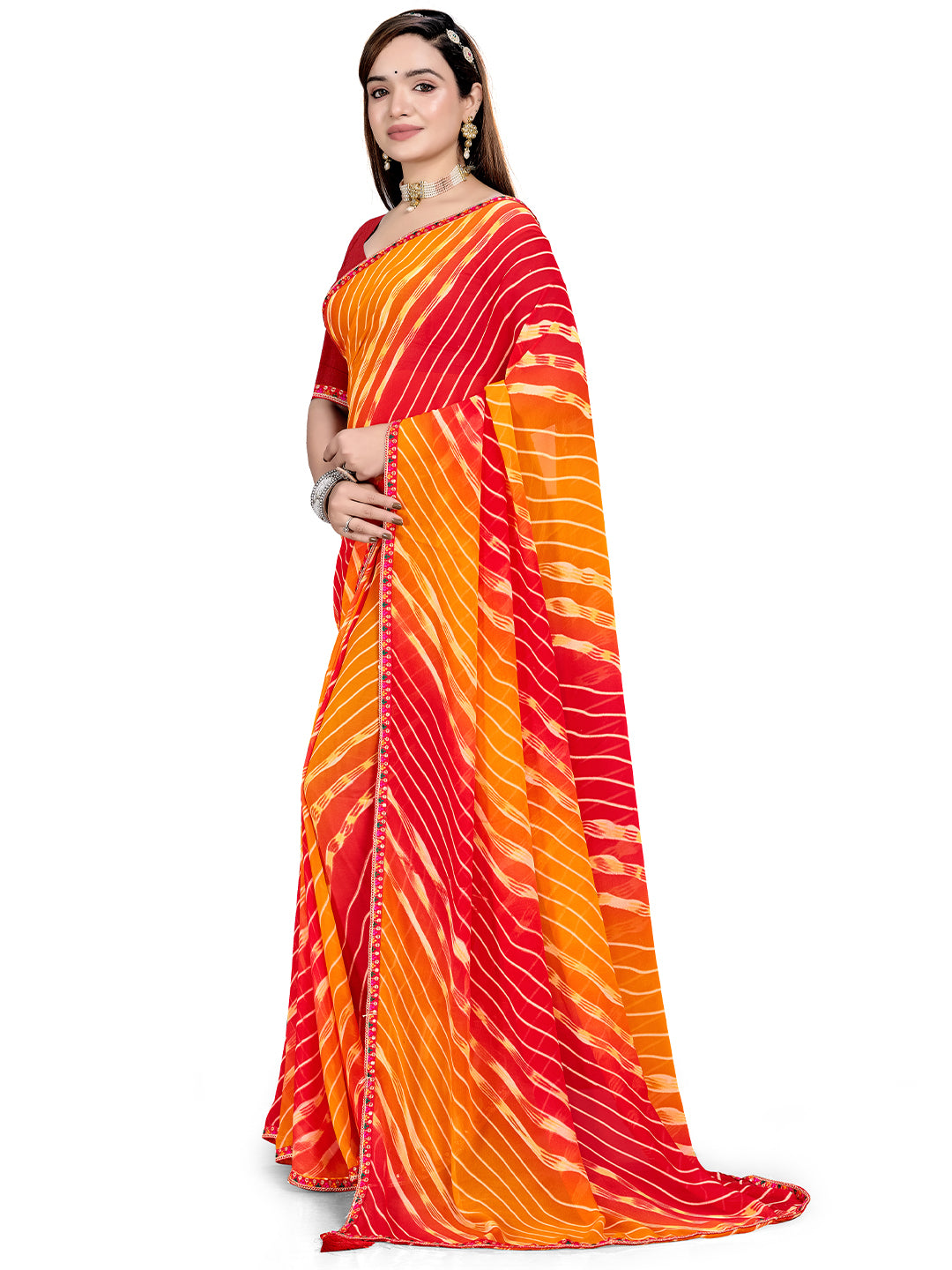 Women's Georgette Daily Wear Saree With Unstitched Blouse Piece