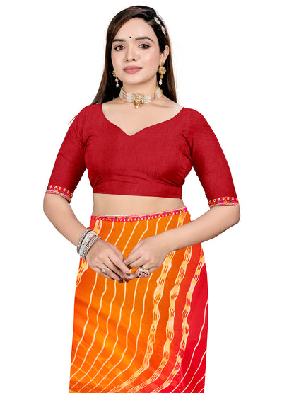 Women's Georgette Daily Wear Saree With Unstitched Blouse Piece