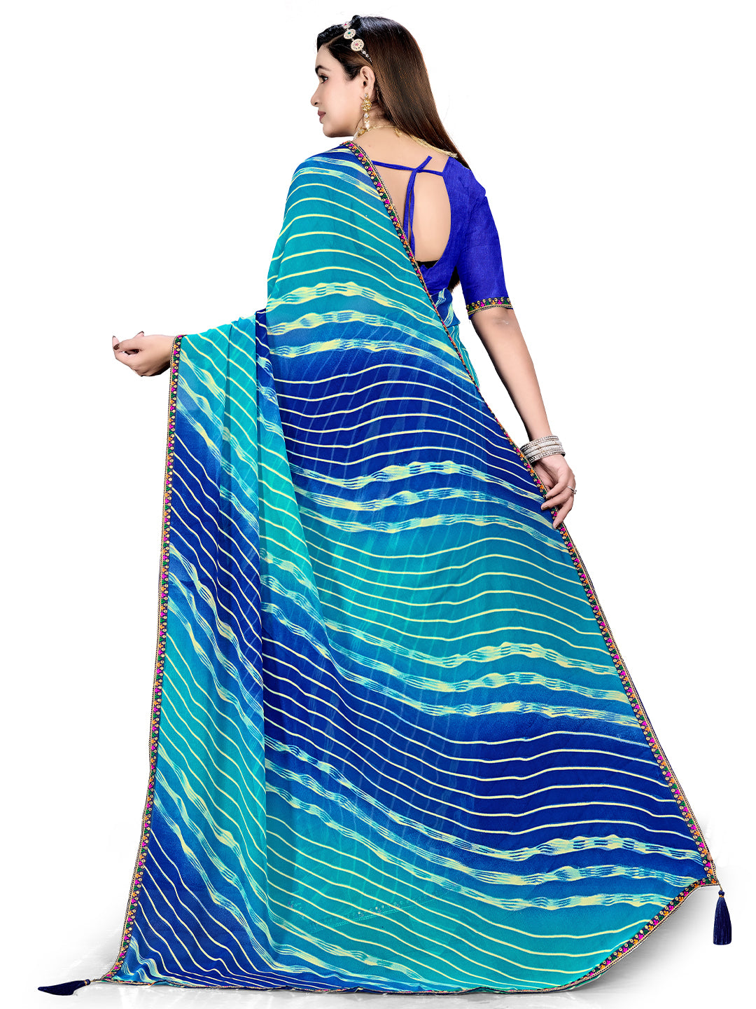 Women's Georgette Daily Wear Saree With Unstitched Blouse Piece