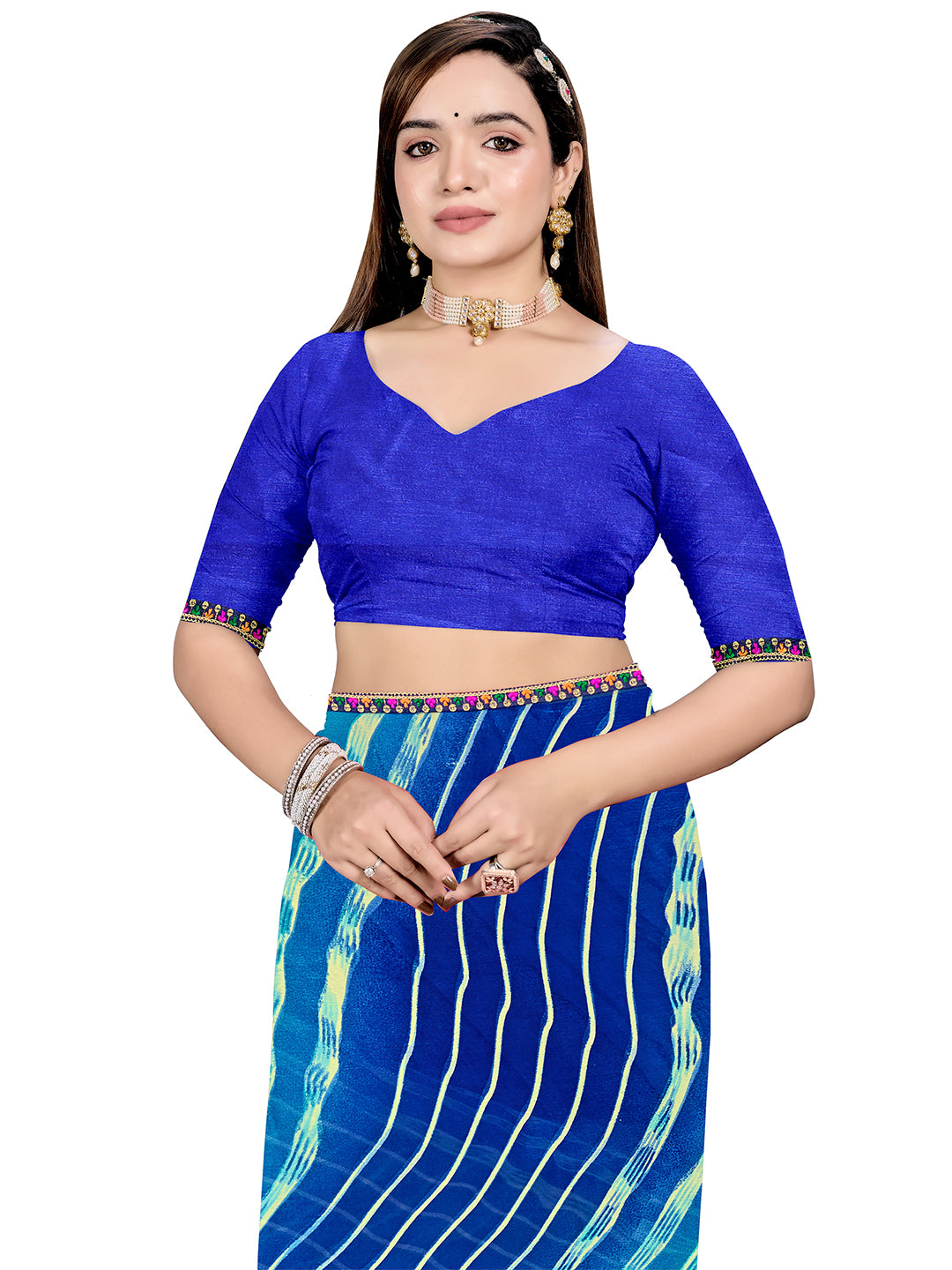 Women's Georgette Daily Wear Saree With Unstitched Blouse Piece