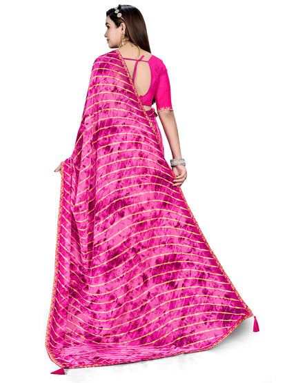 Women's Georgette Daily Wear Saree With Unstitched Blouse Piece