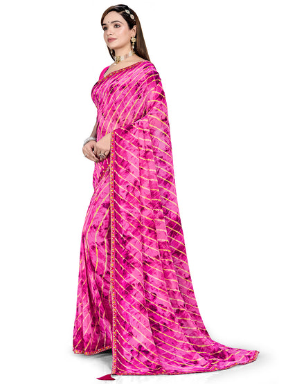 Women's Georgette Daily Wear Saree With Unstitched Blouse Piece