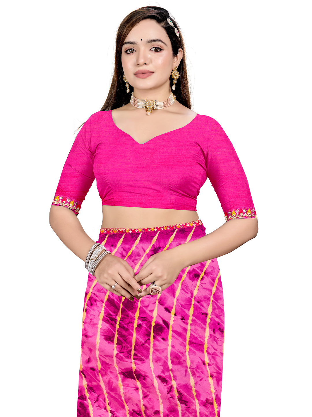 Women's Georgette Daily Wear Saree With Unstitched Blouse Piece
