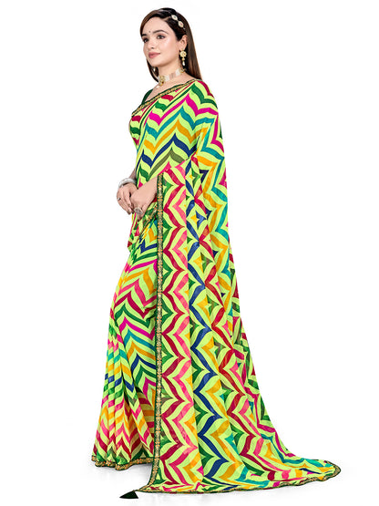 Women's Georgette Daily Wear Saree With Unstitched Blouse Piece
