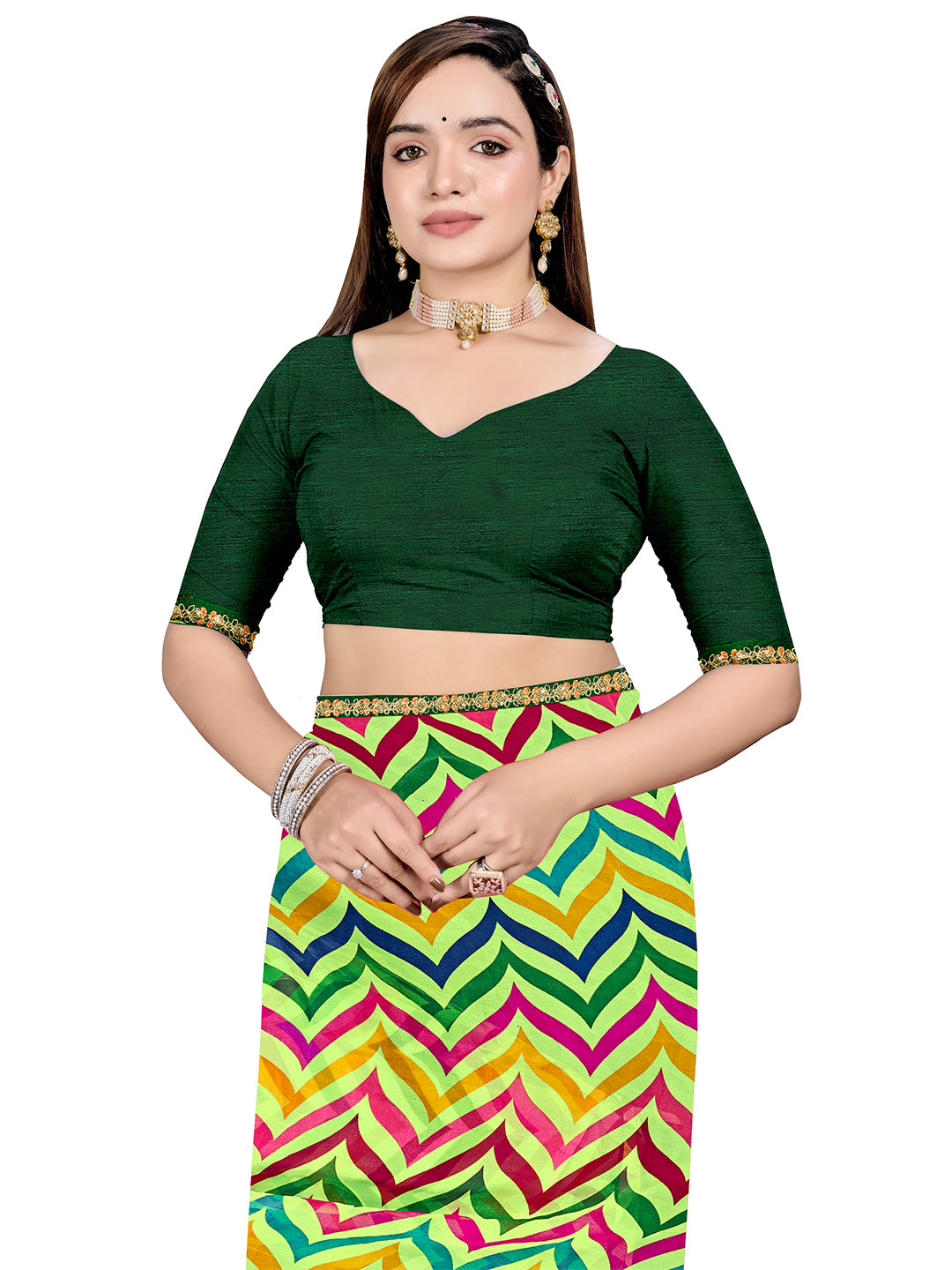 Women's Georgette Daily Wear Saree With Unstitched Blouse Piece