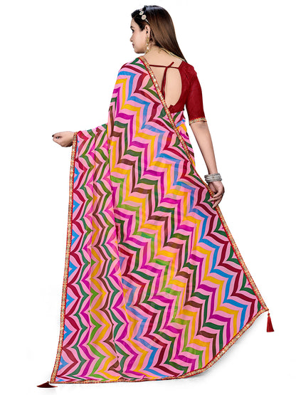 Women's Georgette Daily Wear Saree With Unstitched Blouse Piece