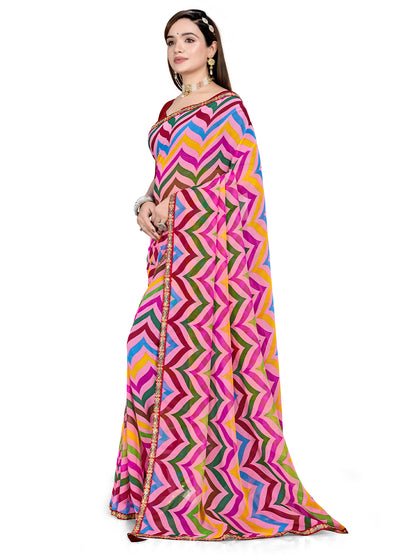 Women's Georgette Daily Wear Saree With Unstitched Blouse Piece
