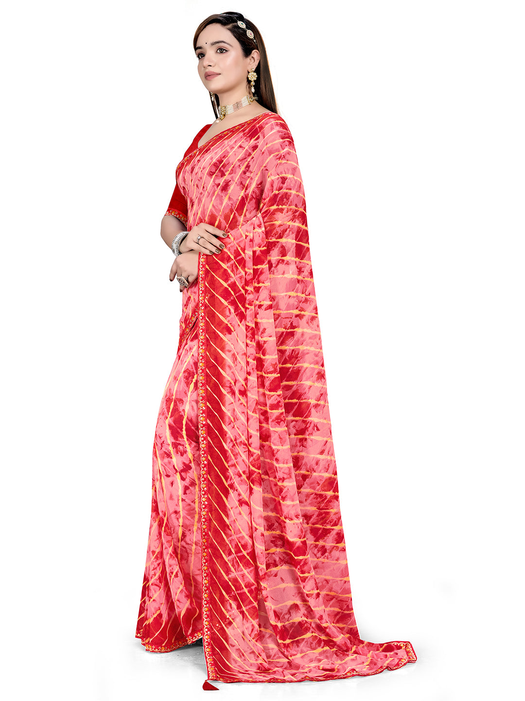 Women's Georgette Daily Wear Saree With Unstitched Blouse Piece