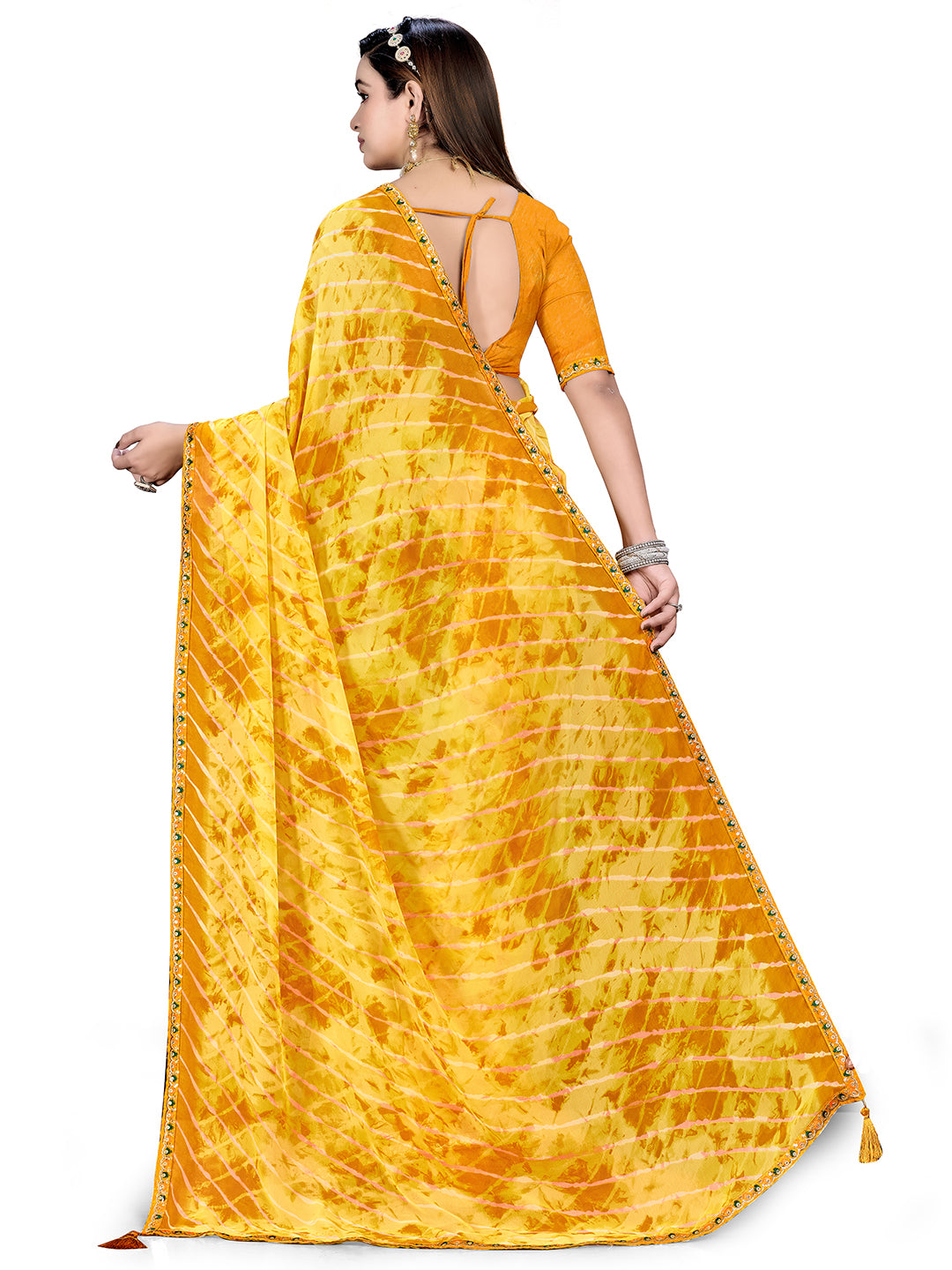 Women's Georgette Daily Wear Saree With Unstitched Blouse Piece