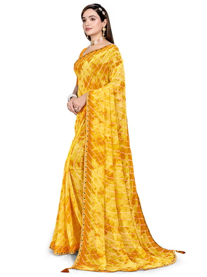 Women's Georgette Daily Wear Saree With Unstitched Blouse Piece