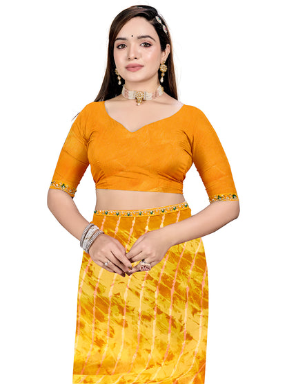 Women's Georgette Daily Wear Saree With Unstitched Blouse Piece
