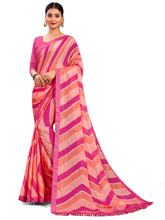 Women's Chiffon Daily Wear Saree With Unstitched Blouse Piece